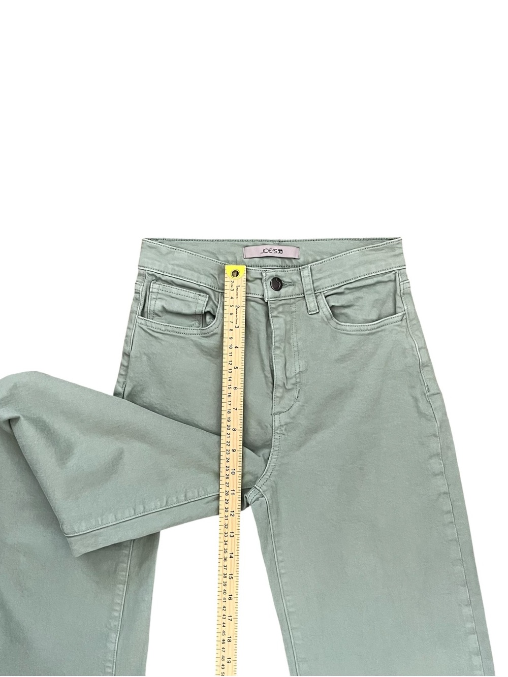 Joe's Jeans High Rise Thyme Green Wide Leg Raw Hem Cropped Pants Sz 26 - Picture 7 of 9